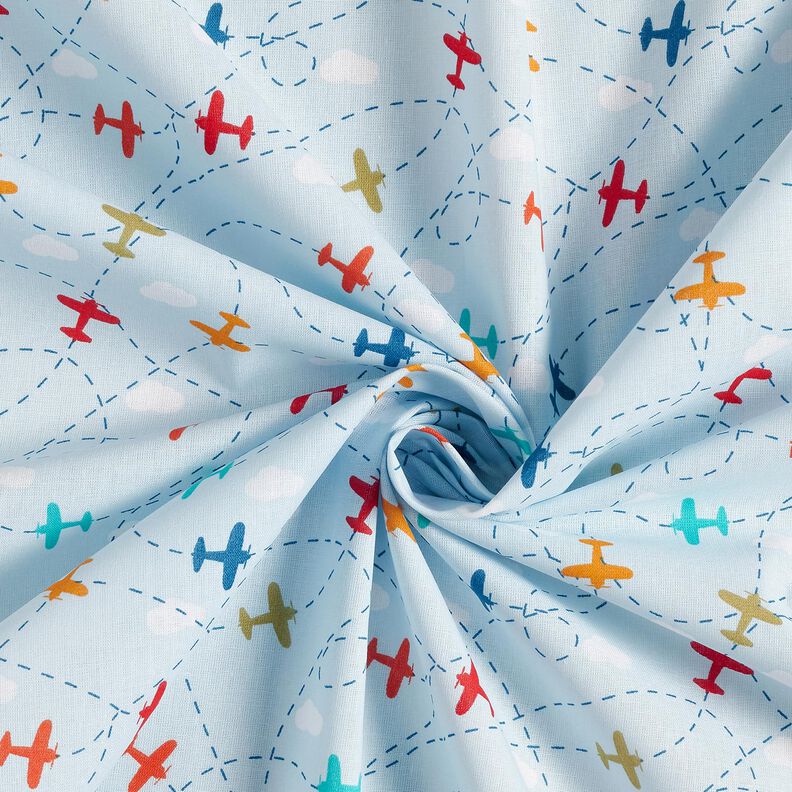Cotton Poplin Aeroplanes in the sky – light blue,  image number 3