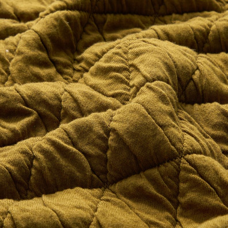 Quilted jersey diamonds – yellow olive,  image number 2
