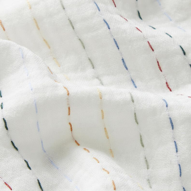 Double Gauze/Muslin colourful pinstripes – offwhite,  image number 2
