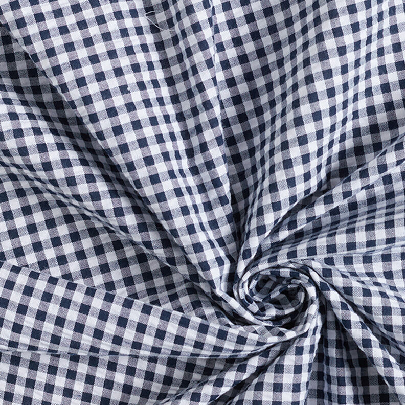 Seersucker Gingham Cotton Blend – navy blue,  image number 3