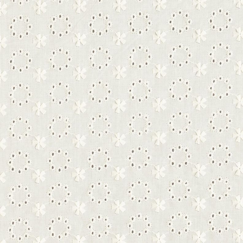 Cotton Batiste Broderie Anglaise floral wreaths – offwhite,  image number 1