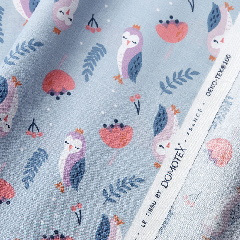 Cotton Poplin royal owls – silver blue,  image number 3