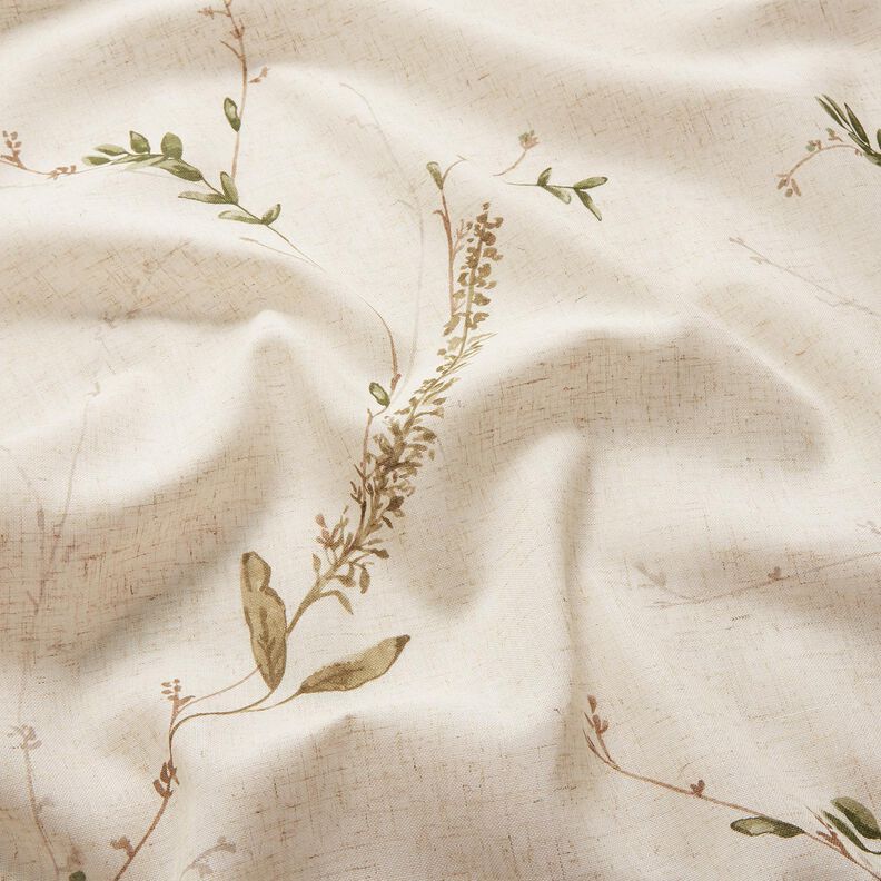 Curtain Fabric Voile Delicate branches – natural/dark pine,  image number 2