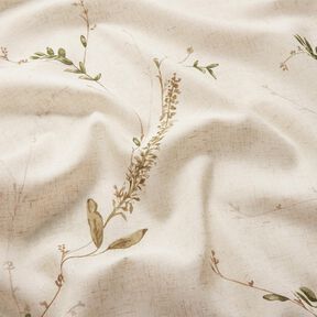 Curtain Fabric Voile Delicate branches – natural/dark pine, 