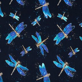 Cotton Jersey Dragonflies | Glitzerpüppi – midnight blue/light turquoise, 