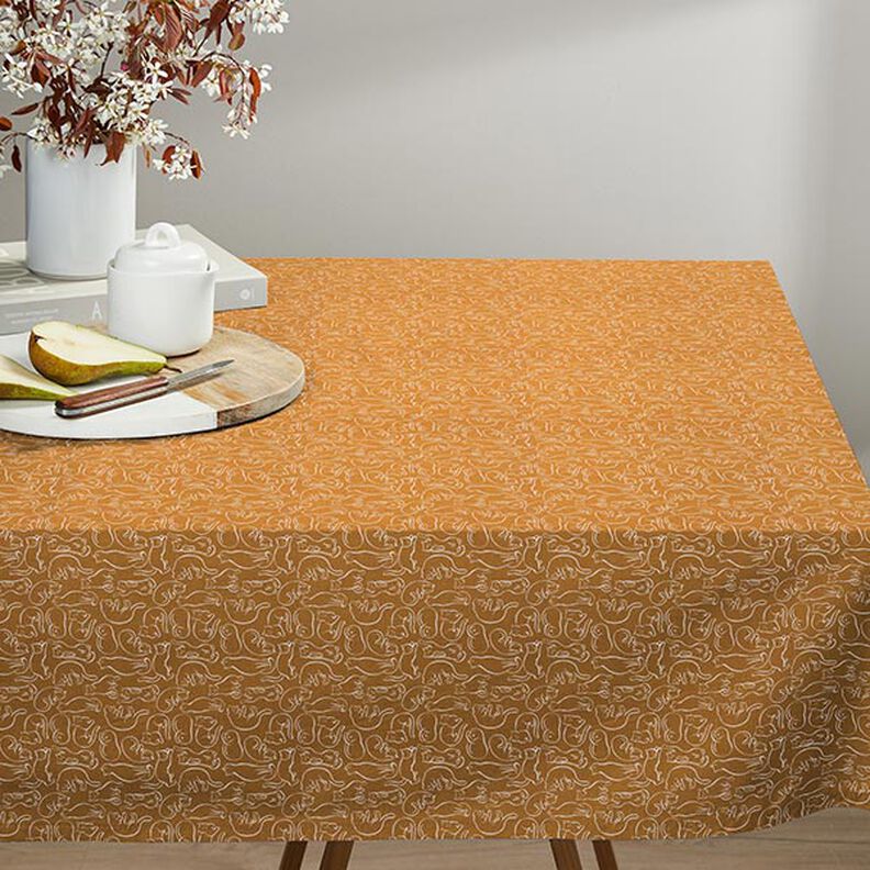 Cotton Cretonne playful cats – curry yellow,  image number 7
