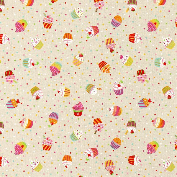 Decor Fabric Half Panama Colourful Muffins – natural,  image number 1