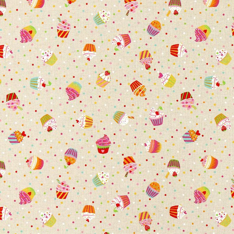 Decor Fabric Half Panama Colourful Muffins – natural,  image number 1