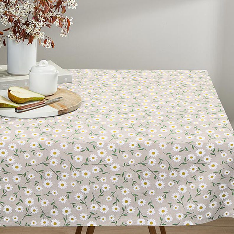 Decor Fabric Half Panama daisies – natural/white,  image number 8