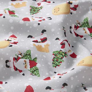 Cotton cretonne fabric Santas – misty grey, 