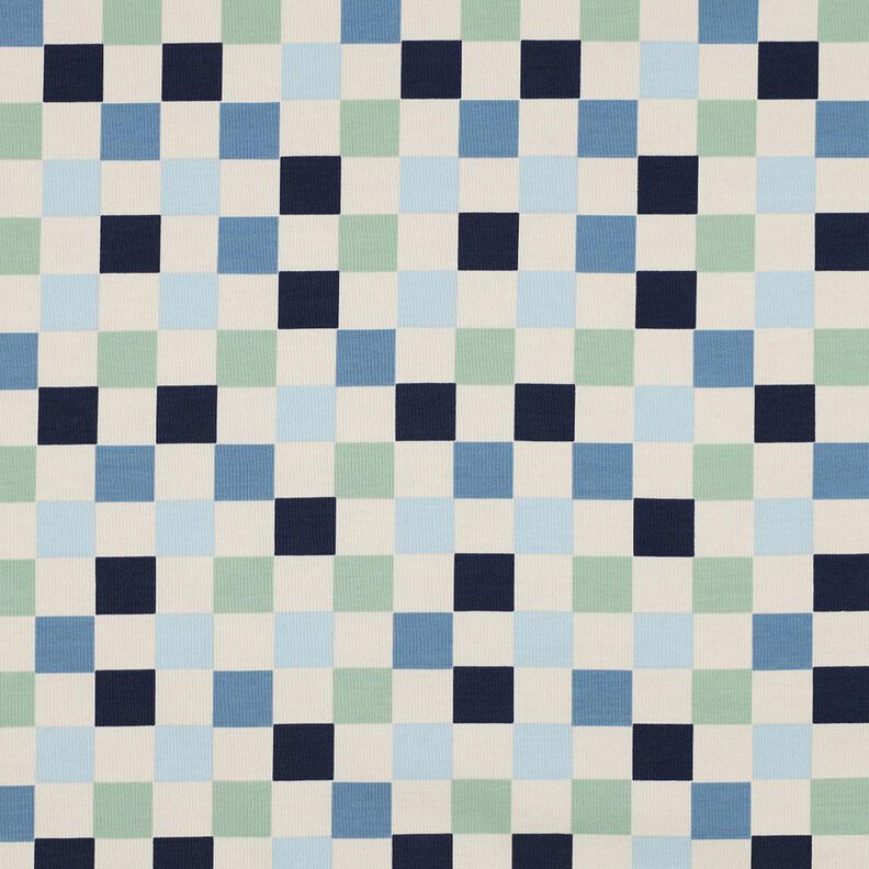 Cotton Jersey Check| Poppy Fabrics – natural/blue grey,  image number 1