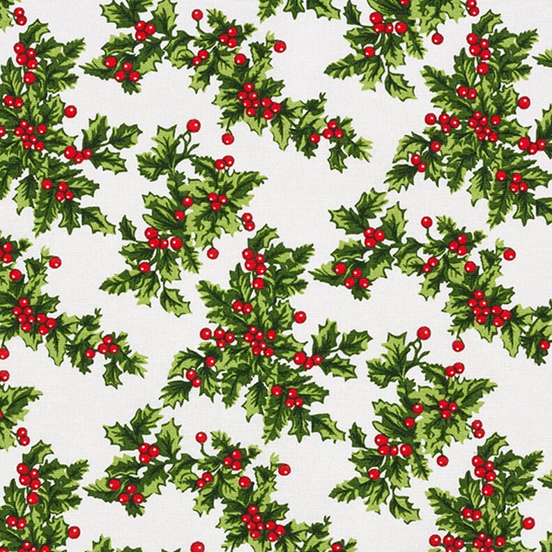 Canvas Decor Fabric Mistletoe Twigs – green/red, image number 1
