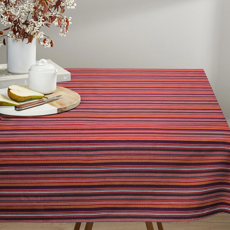 Decor Fabric Jacquard Chevron stripes – carmine/green, image number 5