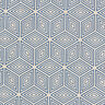 Decorative half Panama fabric 3D cubes – blue/natural,  thumbnail number 1