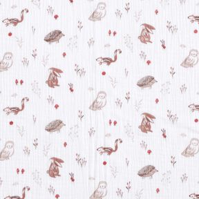 Double Gauze/Muslin Animals in a forest glade – white, 
