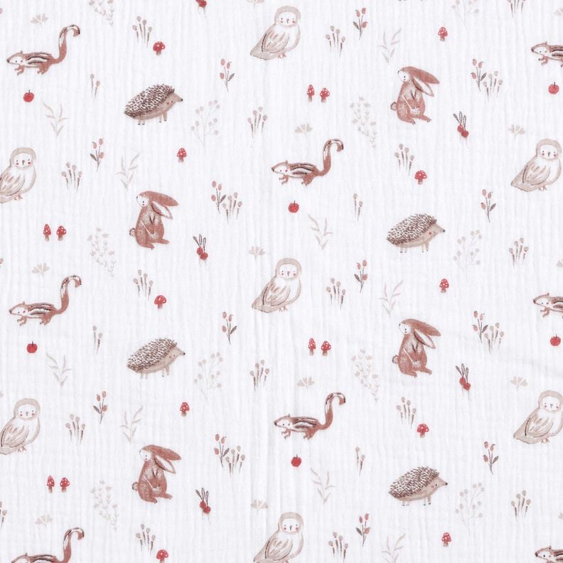 Double Gauze/Muslin Animals in a forest glade – white, image number 1