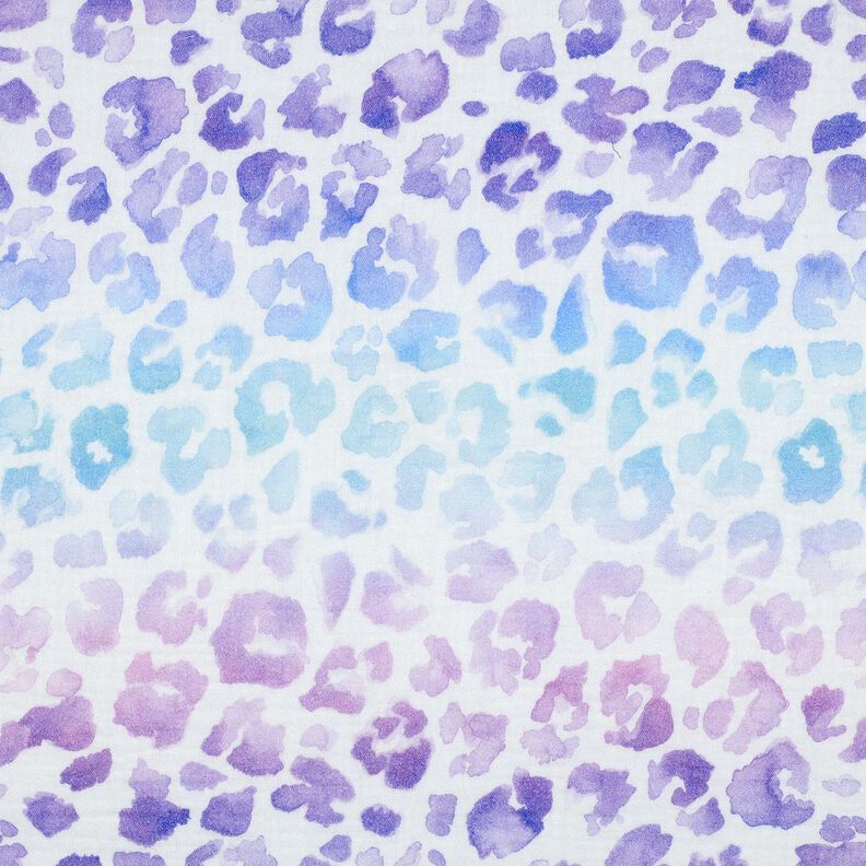 Double Gauze/Muslin Gradient Leopard Print Digital Print | Poppy Fabrics – white/blue lilac, image number 1