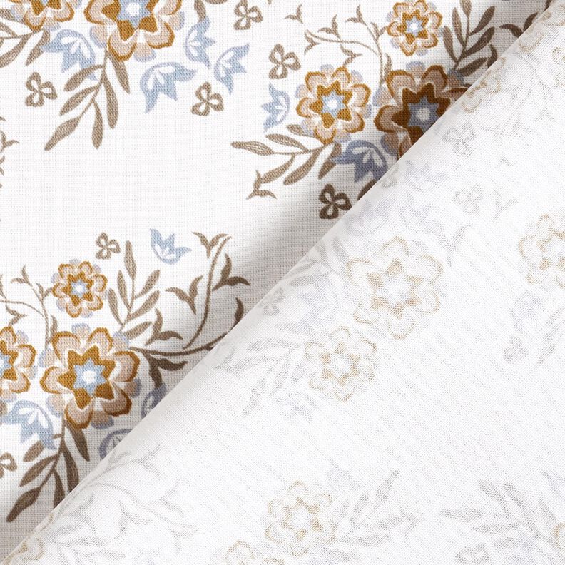 Cotton Poplin delicate bouquets – white/light brown,  image number 4