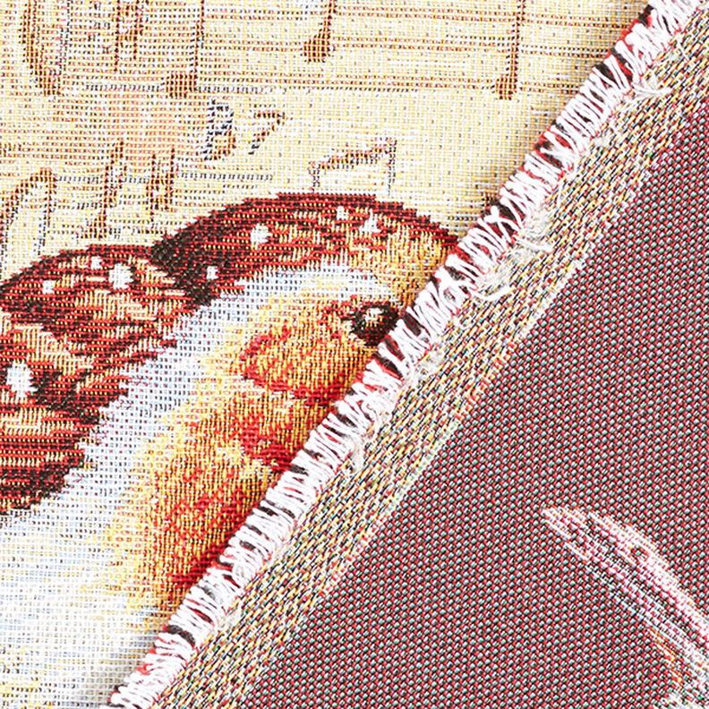 Decor Tapestry Fabric Robin with Sheet Music – white,  image number 4