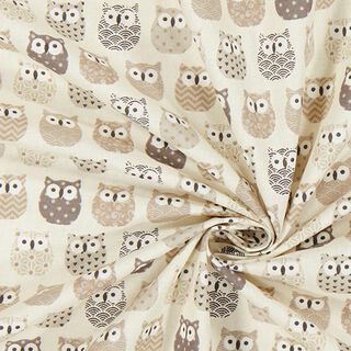 Cotton Cretonne owl – cream/grey, 