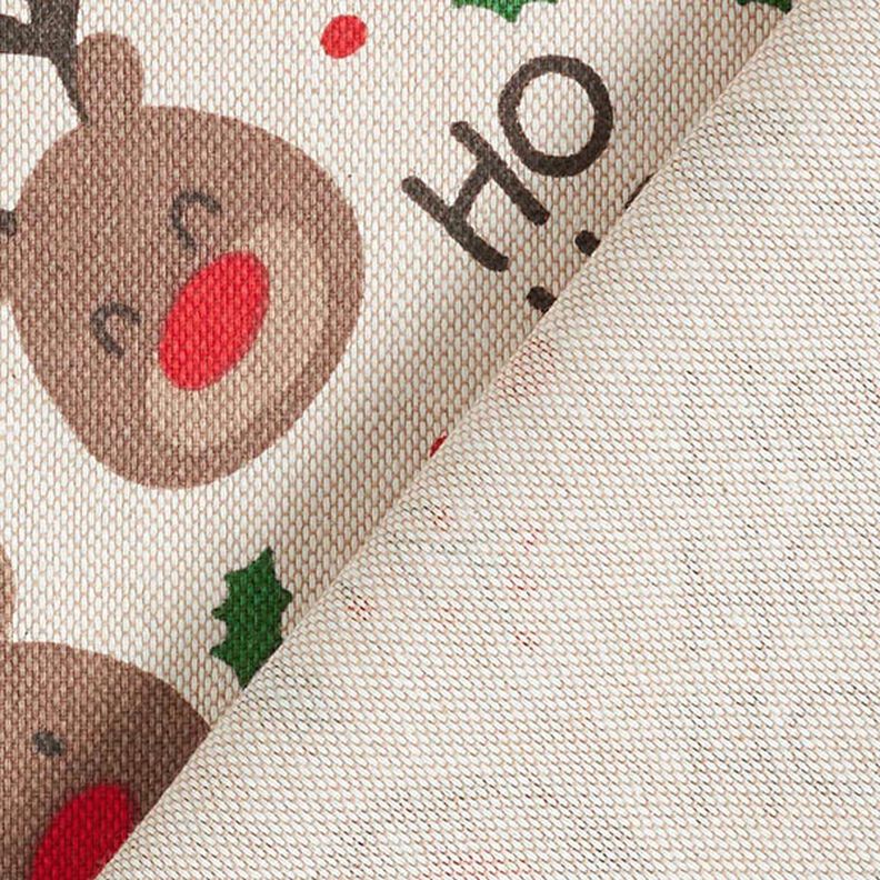 Decor Fabric Half Panama Cute Reindeer – beige/dark brown, image number 4