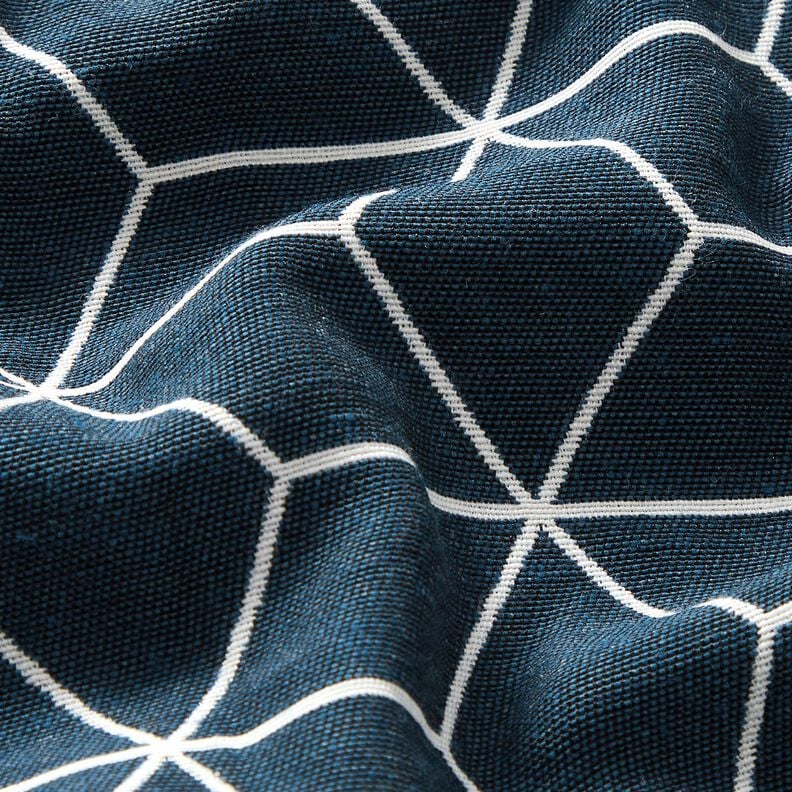 Decor Fabric Jacquard modern cubes – midnight blue/ivory,  image number 2