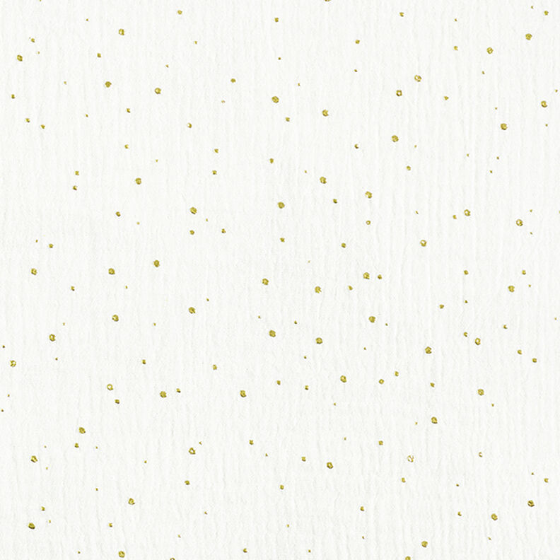 Scattered Gold Polka Dots Cotton Muslin – white/gold,  image number 1