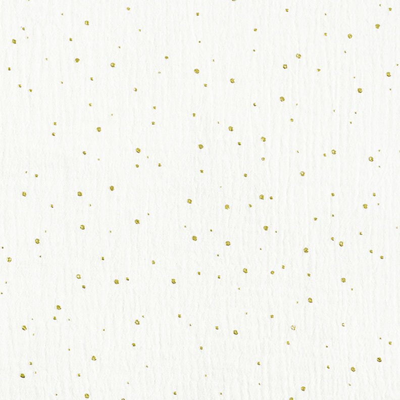 Scattered Gold Polka Dots Cotton Muslin – white/gold,  image number 1