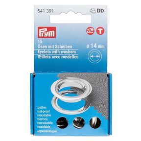 Eyelets with Washers [15 Stück | Ø 14 mm] | Prym – silver metallic, 