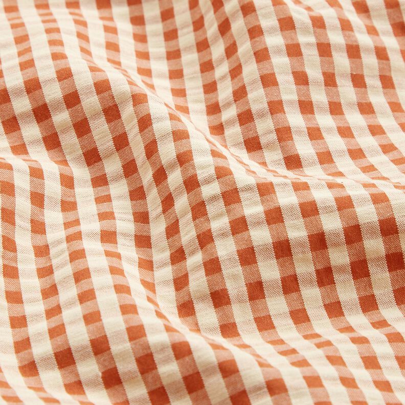 Seersucker Cotton woven check – terracotta/light beige, image number 2