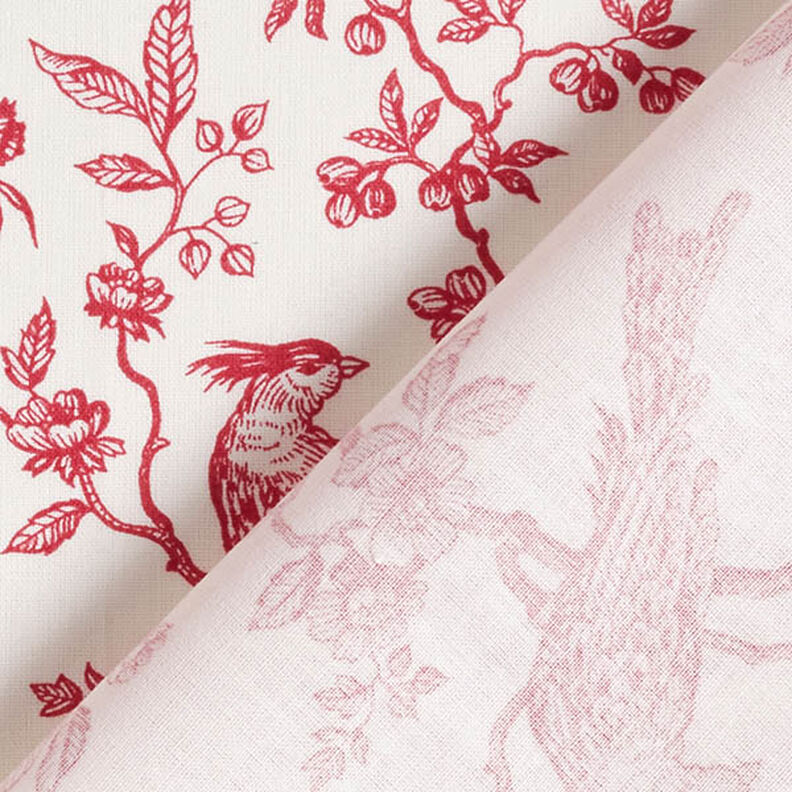 Cotton Cretonne birds – red/offwhite,  image number 4