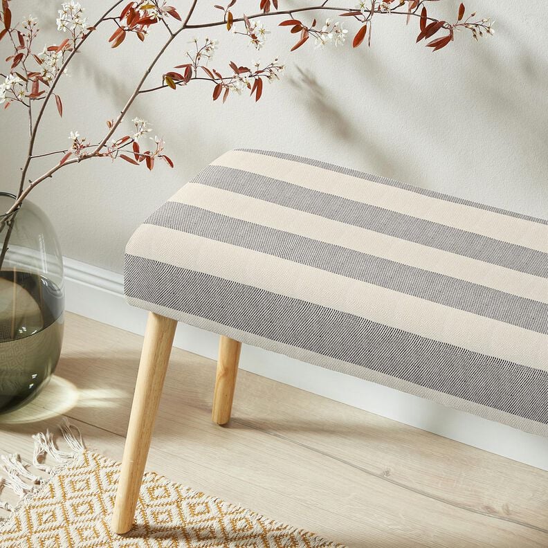 Decor Fabric Panama broad stripes &ndash; granite/light beige,  image number 5