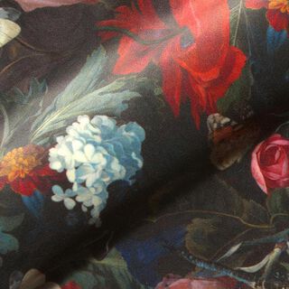 Romantic Flowers Digital Print Decor Velvet – dark green, 