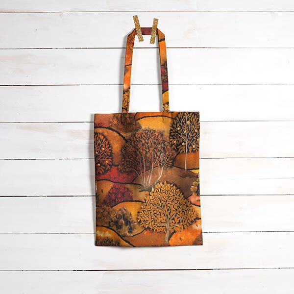 Autumn Landscape Digital Print Half Panama Decor Fabric – bronze/orange,  image number 6