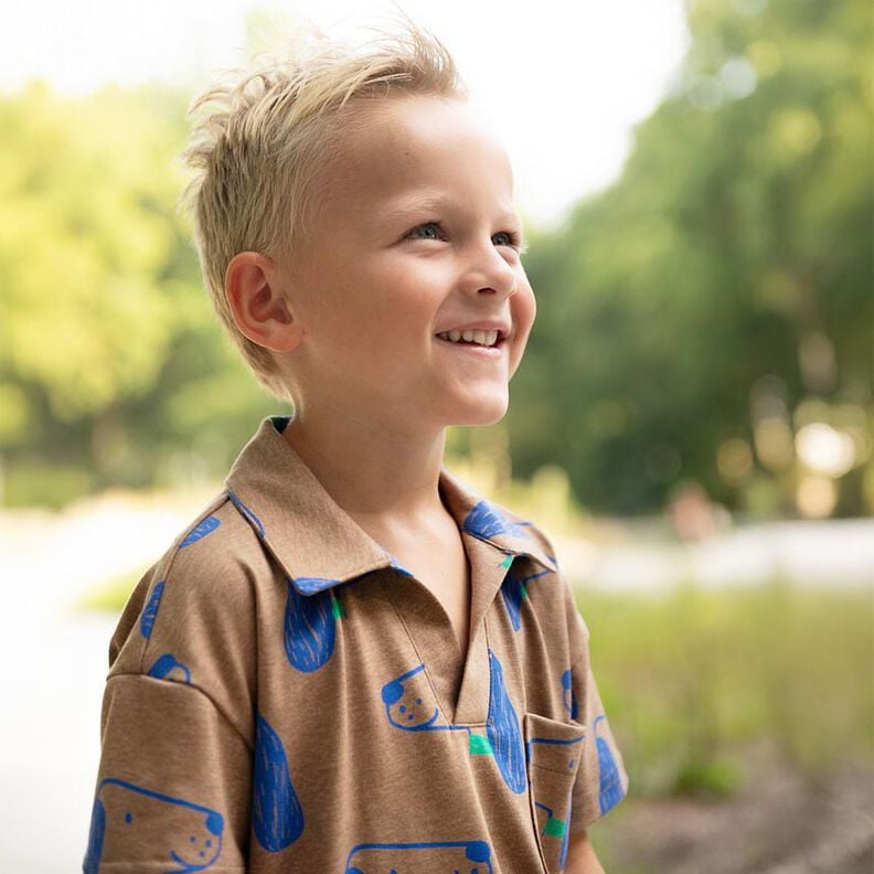 Cotton Jersey Dogs | Poppy Fabrics – light brown/royal blue,  image number 5