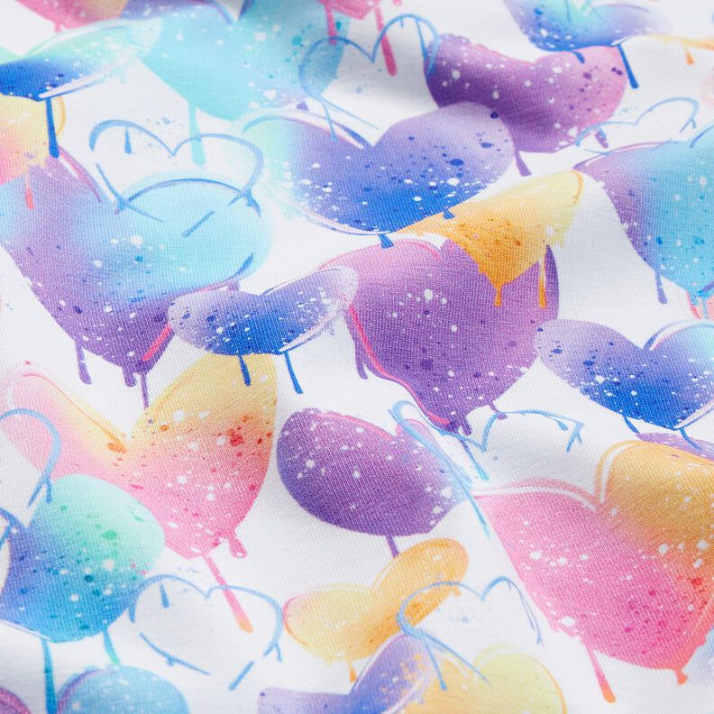 Cotton Jersey Graffiti Hearts | Glitzerpüppi  – white/colourful,  image number 2