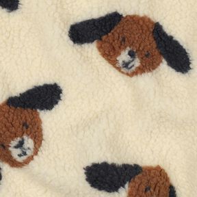Teddy Fur Dog Heads | Poppy Fabrics – light beige/black brown, 
