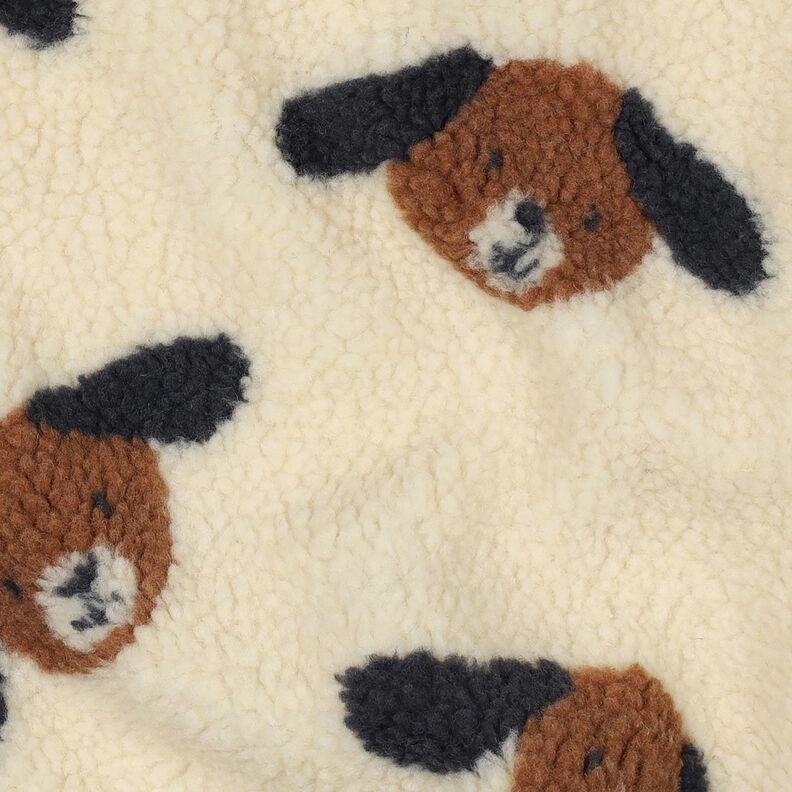 Teddy Fur Dog Heads | Poppy Fabrics – light beige/black brown, image number 2