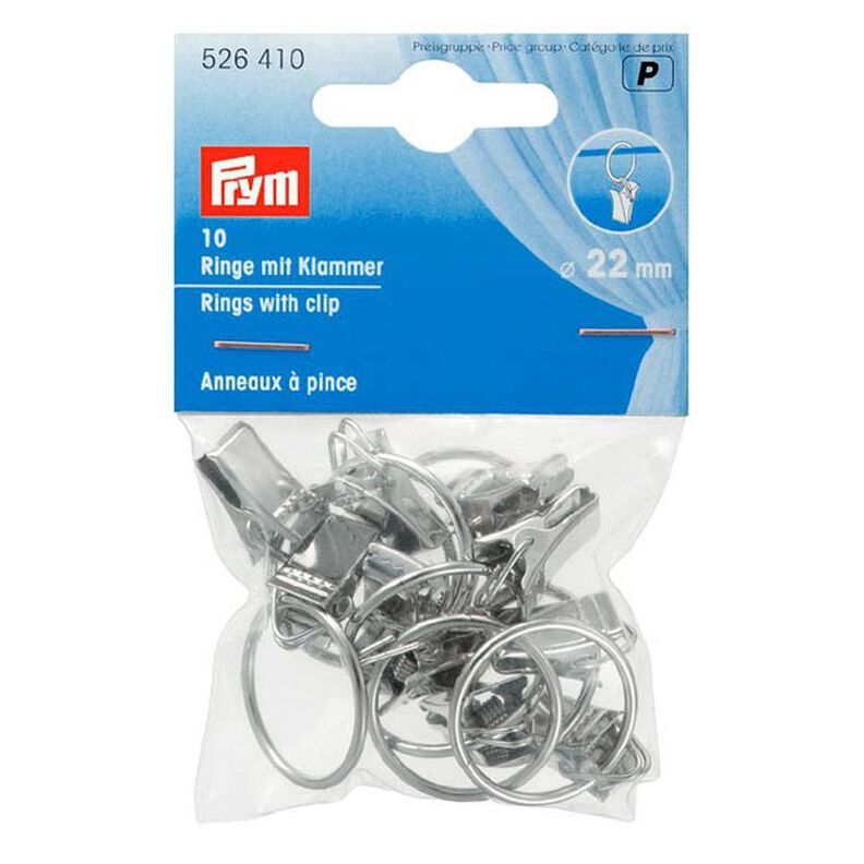 Rings with Clips, 10 pieces – silver metallic | Prym, image number 1