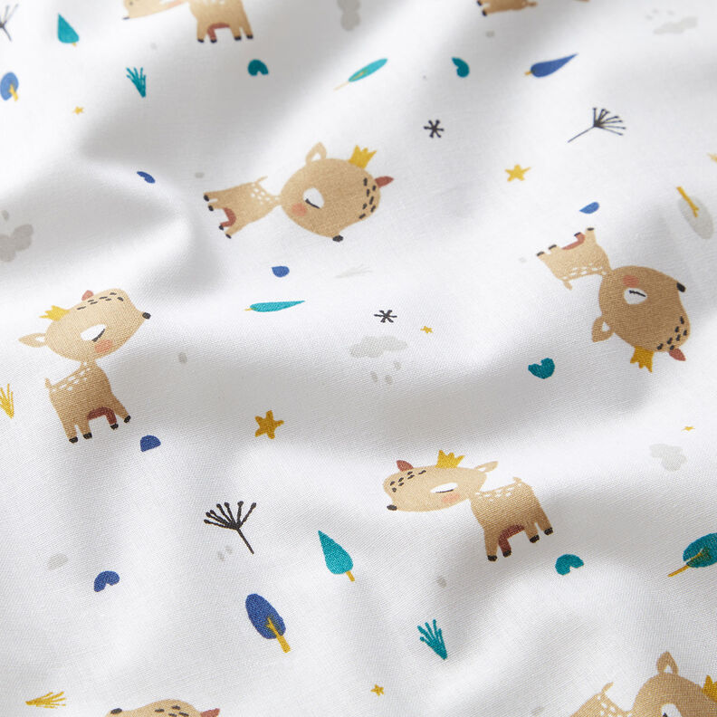 Cotton Poplin Deer with a crown – ivory,  image number 2