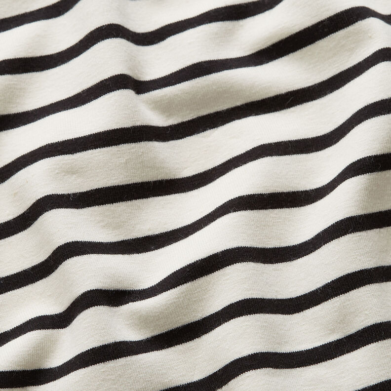 Cotton Jersey Wide and Narrow Stripes – cream/black, image number 2