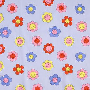 Coated Cotton cheerful flowers | Poppy Fabrics – baby blue/pink, 