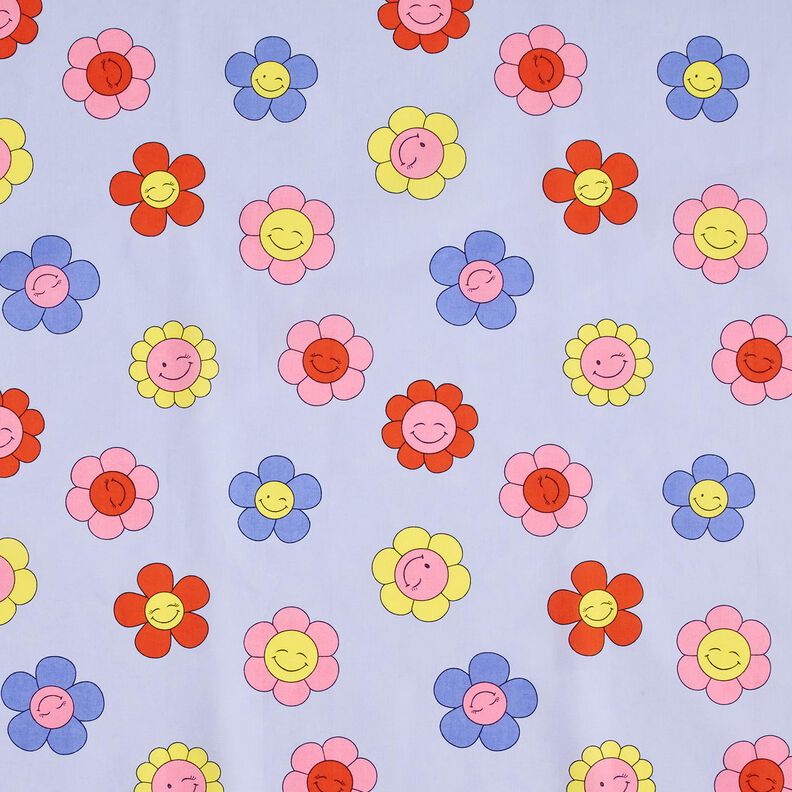 Coated Cotton cheerful flowers | Poppy Fabrics – baby blue/pink,  image number 1