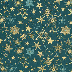 Cotton Poplin Large Stars – blue spruce/gold, 