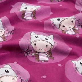 Cotton Jersey Cat girl | Glitzerpüppi  – raspberry,  Cotton Jersey Cat girl | Glitzerpüppi  – raspberry,