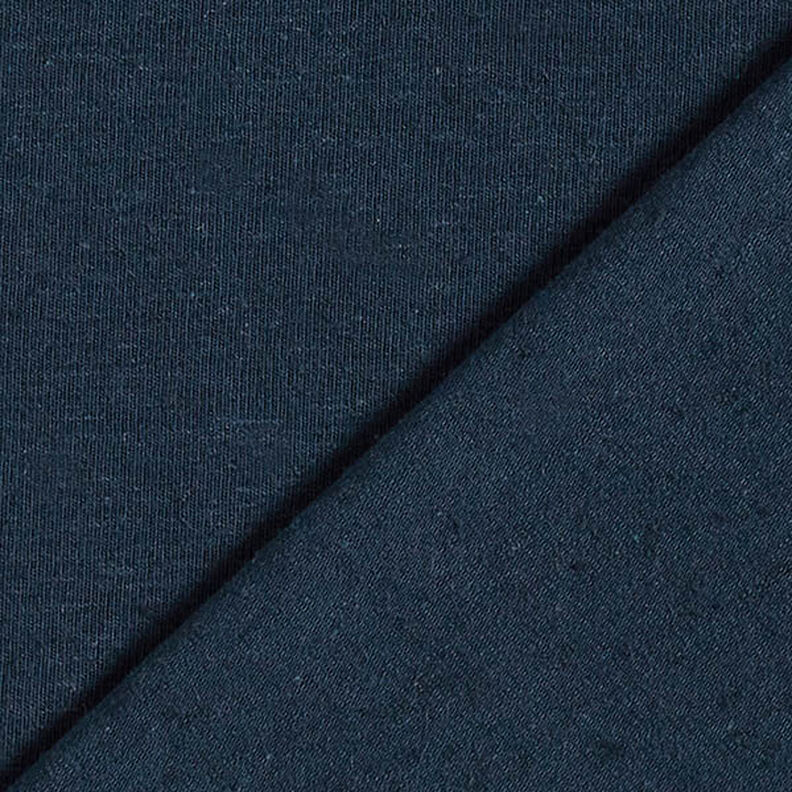 Plain cotton linen blend jersey – navy blue,  image number 3