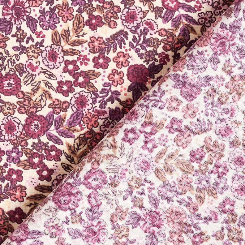 Cotton Cretonne Ditsy Floral – cream/grape, image number 4
