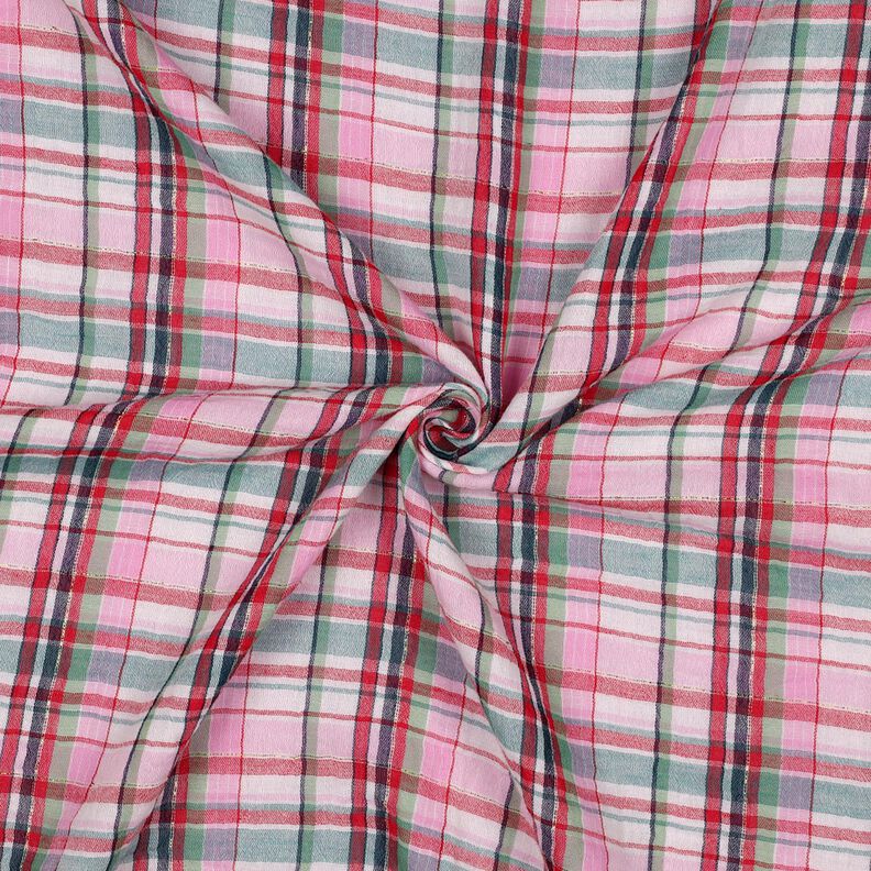 Double Gauze/Muslin Lurex checked | Poppy Fabrics – rosé/metallic gold, image number 3