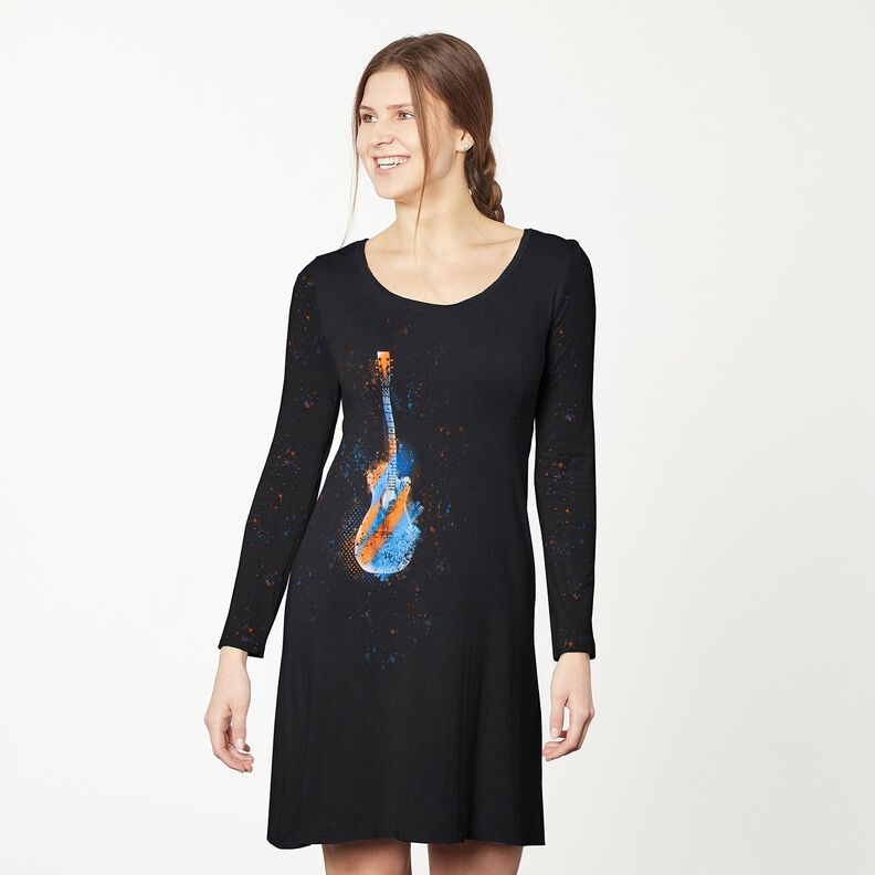Cotton Jersey Panel Guitar | Glitzerpüppi – black/orange,  image number 6
