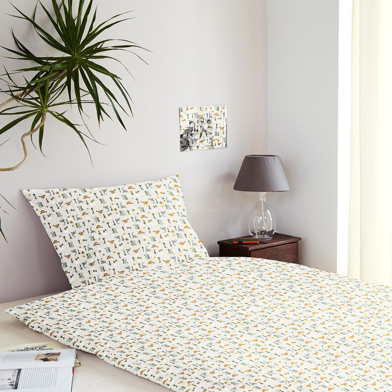 Cotton Cretonne Dinosaurs and palms – offwhite/pale mint,  image number 7